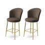 Hanah Home Juego de 2 Taburetes de Bar Antracita y Dorado